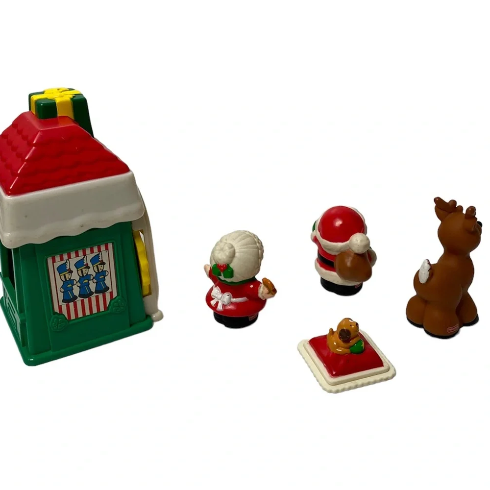 Little People Vintage Fisher Price Christmas Shop Santa Mrs Claus Reindeer Y2K